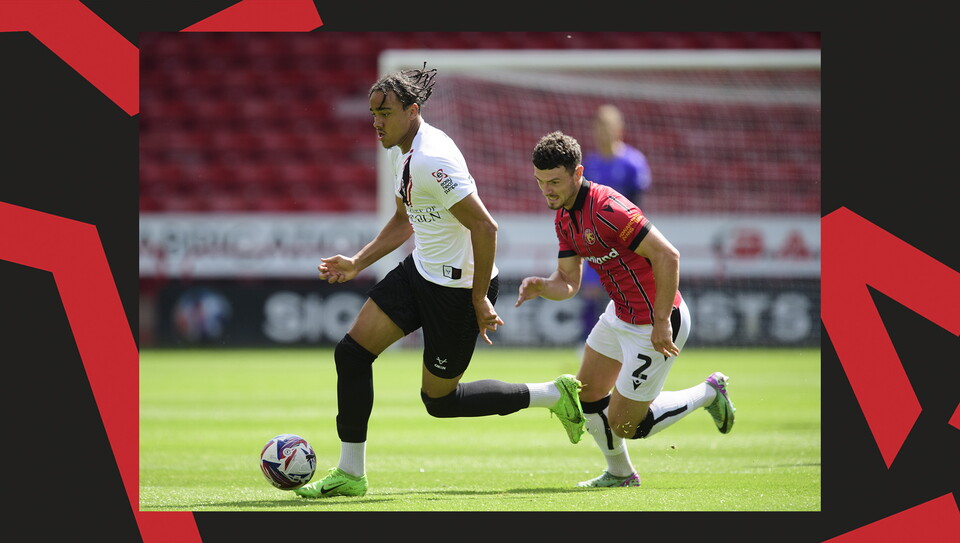 An action shot of City's 2-1 win at Walsall.
