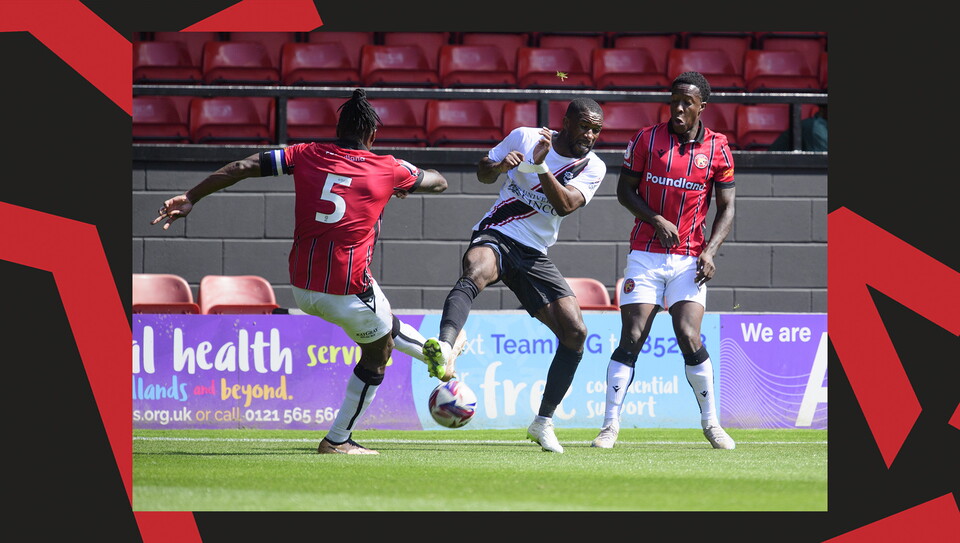 An action shot of City's 2-1 win at Walsall.