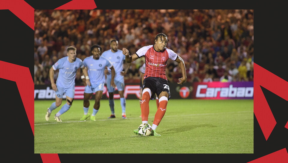 An image from City vs Harrogate Town at the LNER Stadium