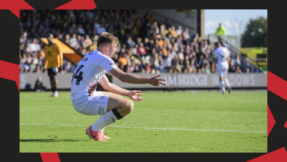 A match action image from City's 2-0 win at Cambridge United