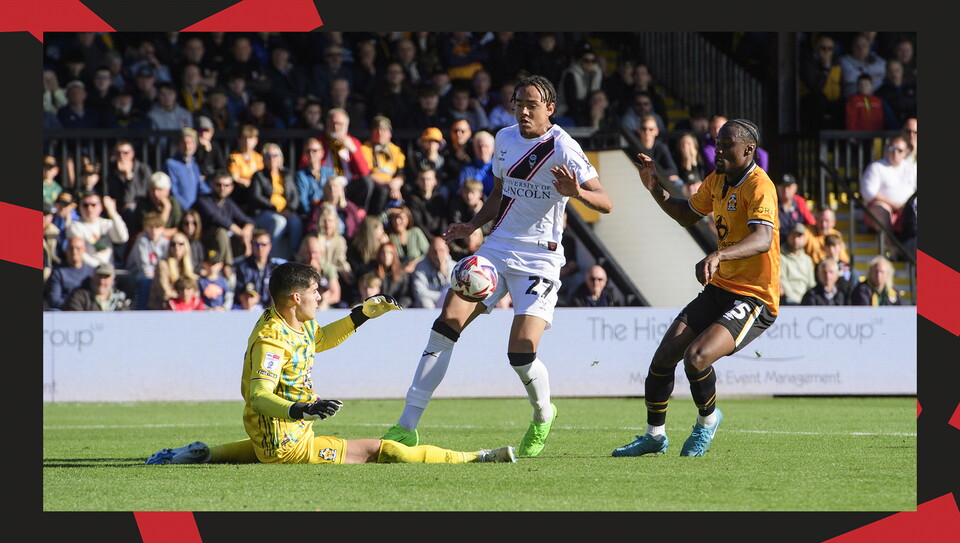 A match action image from City's 2-0 win at Cambridge United