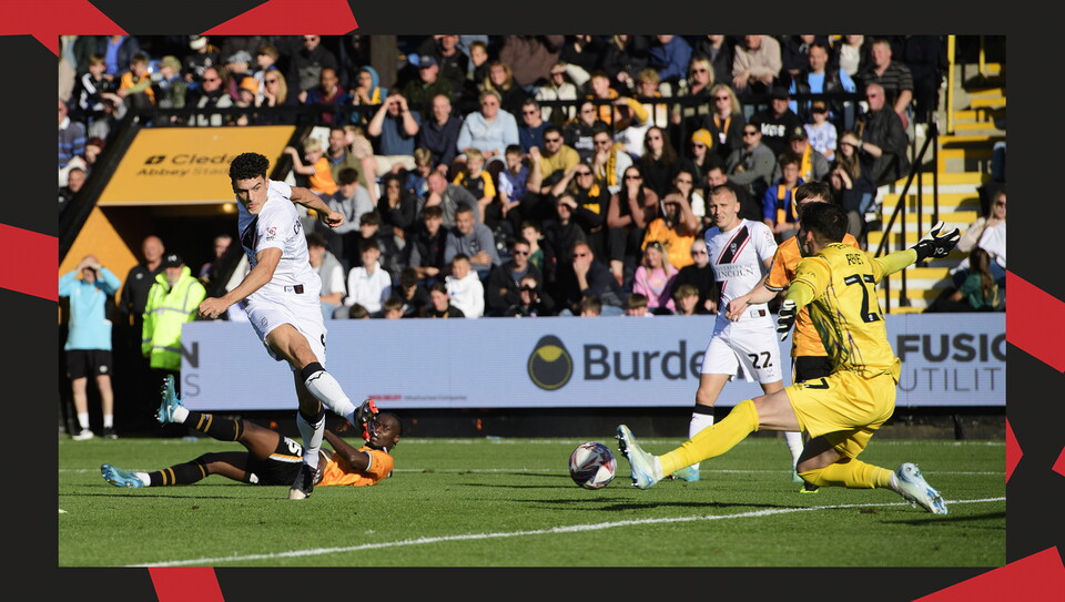 A match action image from City's 2-0 win at Cambridge United