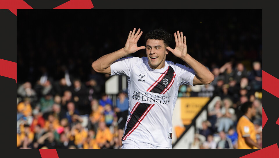 A match action image from City's 2-0 win at Cambridge United