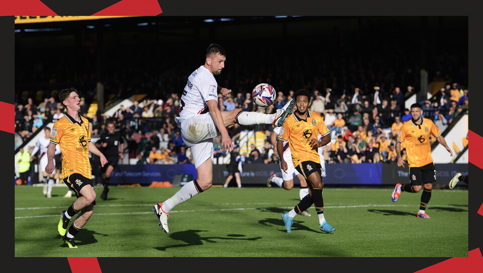 A match action image from City's 2-0 win at Cambridge United