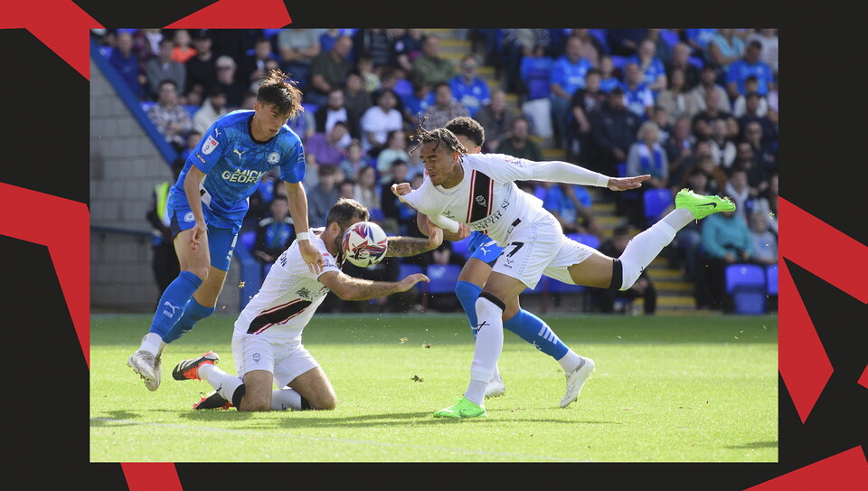 A match action image from City's 1-1 away draw at Peterborough United.