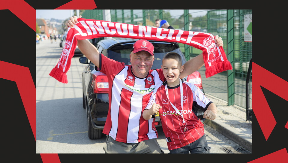 An image of supporters from Lincoln City's 0-0 home draw against Wigan Athletic.