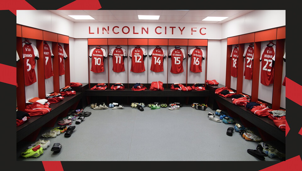 A match action image from the Imps' game against Birmingham City.