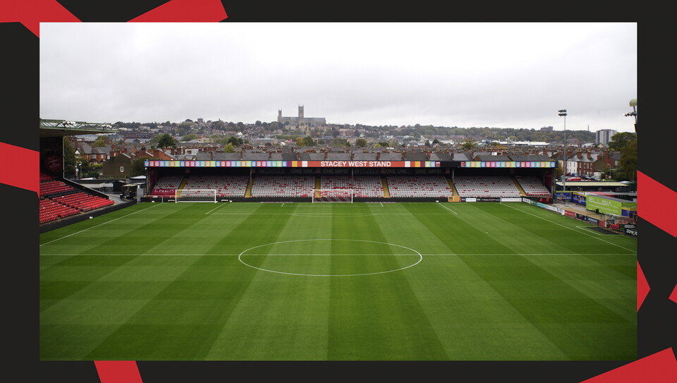 A match action image from the Imps' game against Birmingham City.