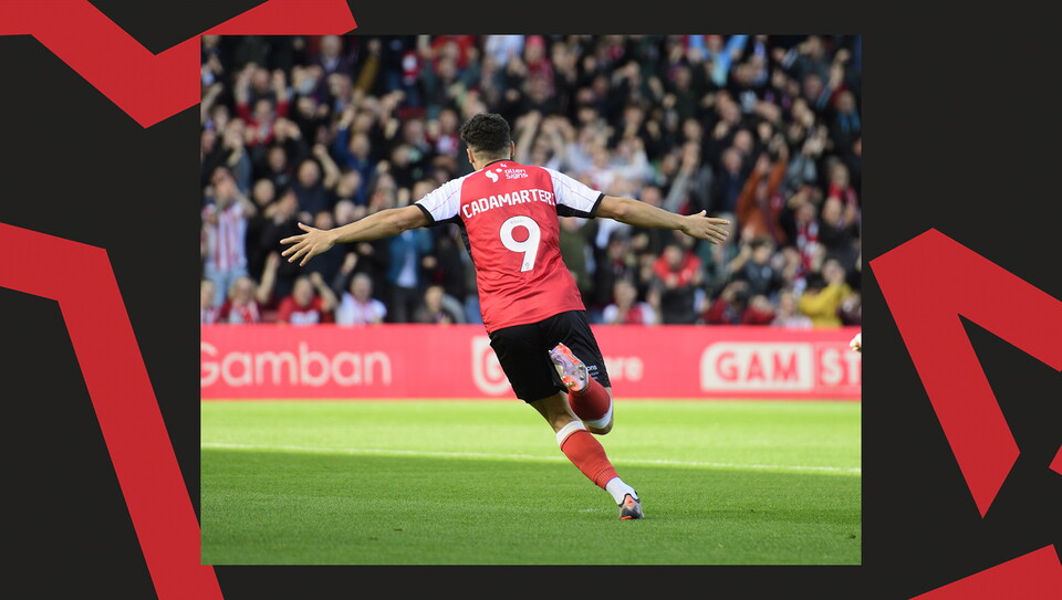 A match action image from the Imps' game against Birmingham City.
