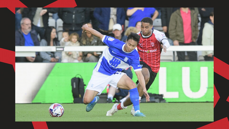 A match action image from the Imps' game against Birmingham City.