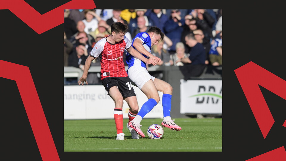 A match action image from the Imps' game against Birmingham City.