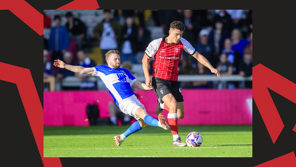 A match action image from the Imps' game against Birmingham City.