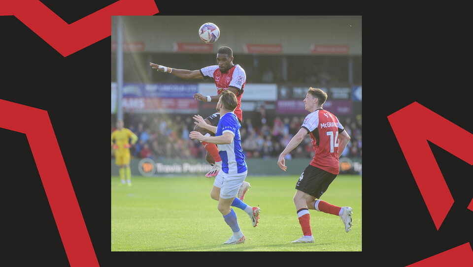 A match action image from the Imps' game against Birmingham City.