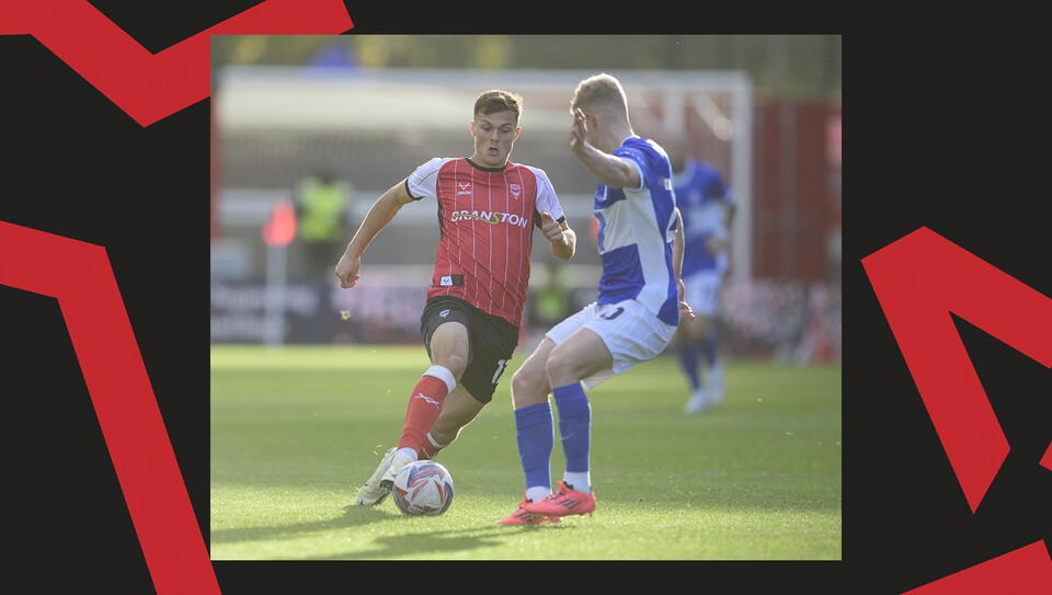 A match action image from the Imps' game against Birmingham City.