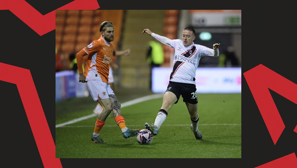A match action photo from Lincoln City's away game at Blackpool.
