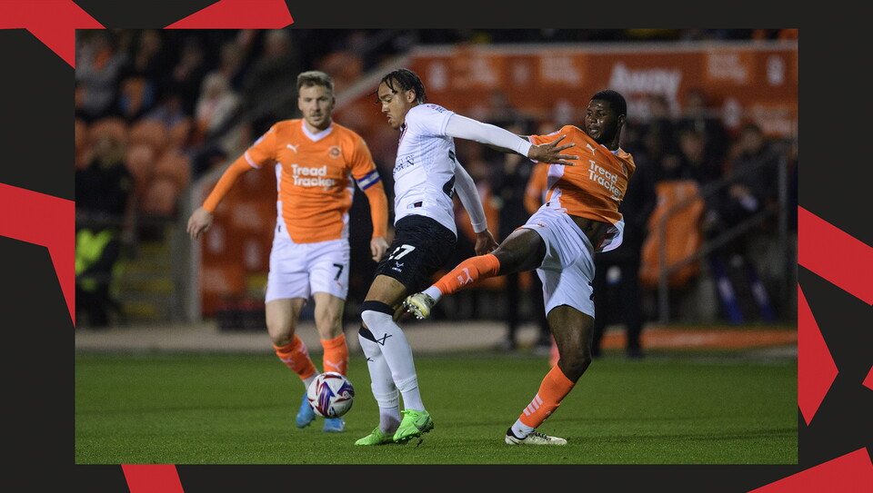 A match action photo from Lincoln City's away game at Blackpool.