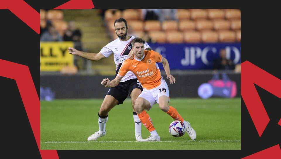 A match action photo from Lincoln City's away game at Blackpool.