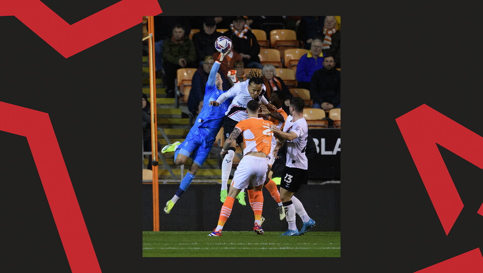 A match action photo from Lincoln City's away game at Blackpool.