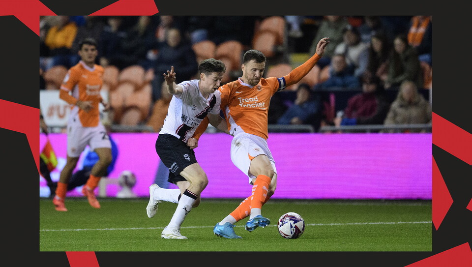 A match action photo from Lincoln City's away game at Blackpool.