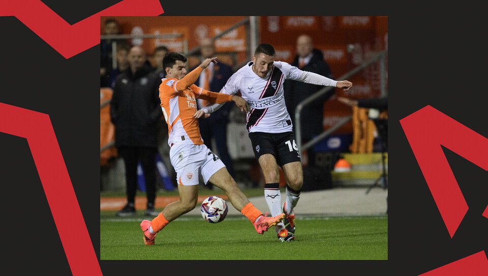 A match action photo from Lincoln City's away game at Blackpool.