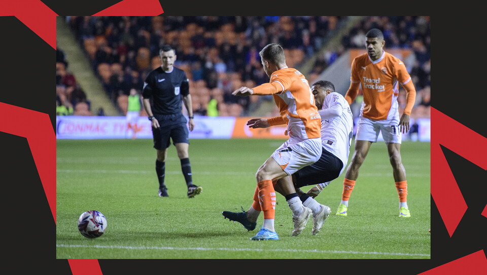 A match action photo from Lincoln City's away game at Blackpool.