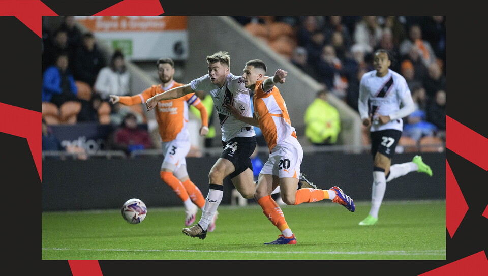 A match action photo from Lincoln City's away game at Blackpool.