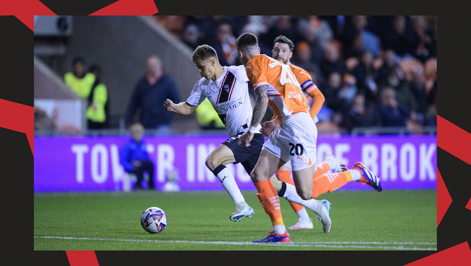 A match action photo from Lincoln City's away game at Blackpool.