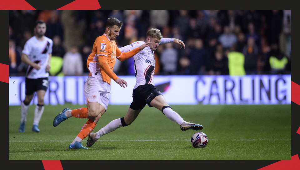 A match action photo from Lincoln City's away game at Blackpool.