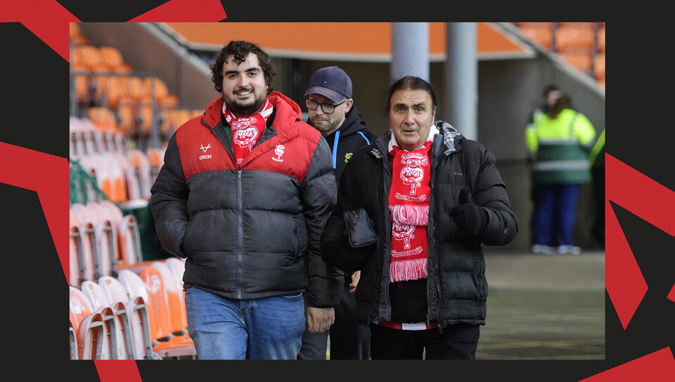 A fan photo from Lincoln City's away game at Blackpool.