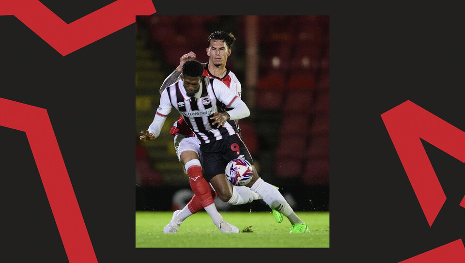 A match action image from City's 2-1 away win at Grimsby Town