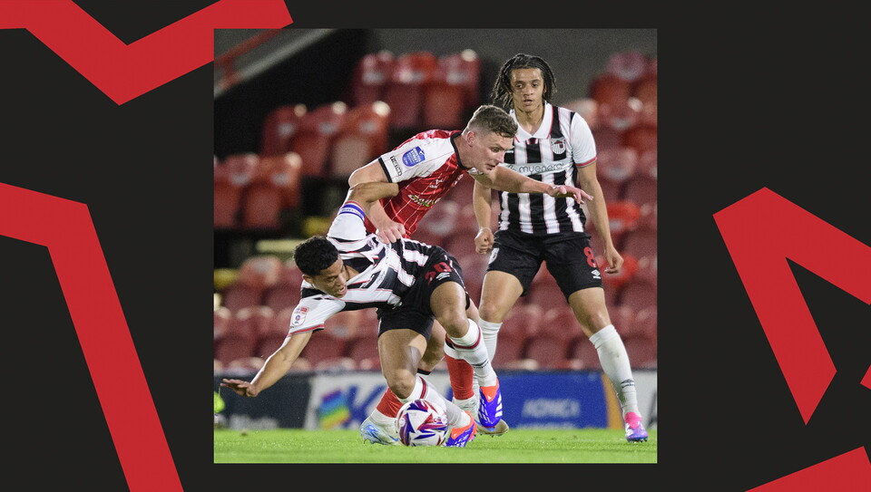 A match action image from City's 2-1 away win at Grimsby Town