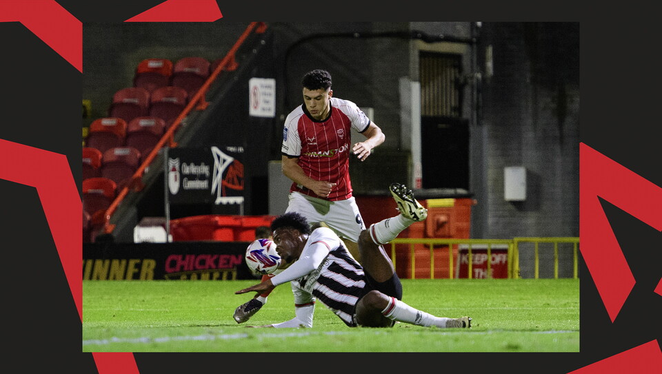 A match action image from City's 2-1 away win at Grimsby Town