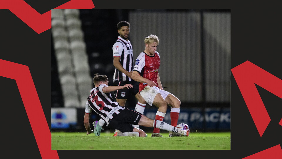 A match action image from City's 2-1 away win at Grimsby Town