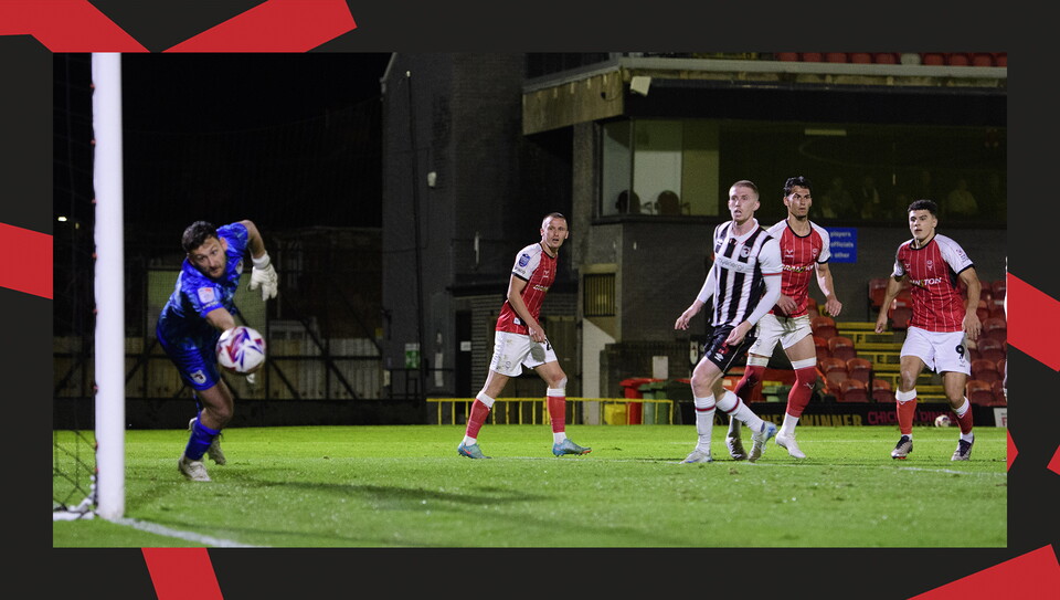 A match action image from City's 2-1 away win at Grimsby Town