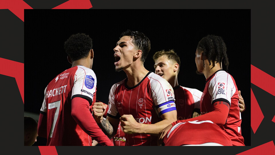 A match action image from City's 2-1 away win at Grimsby Town