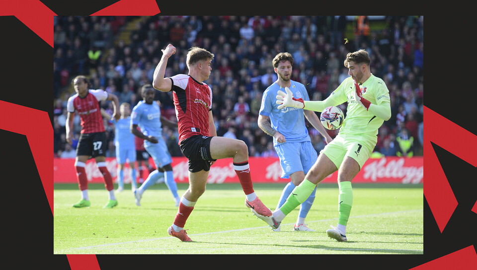 A match action image from City's 2-1 home win over Leyton Orient.