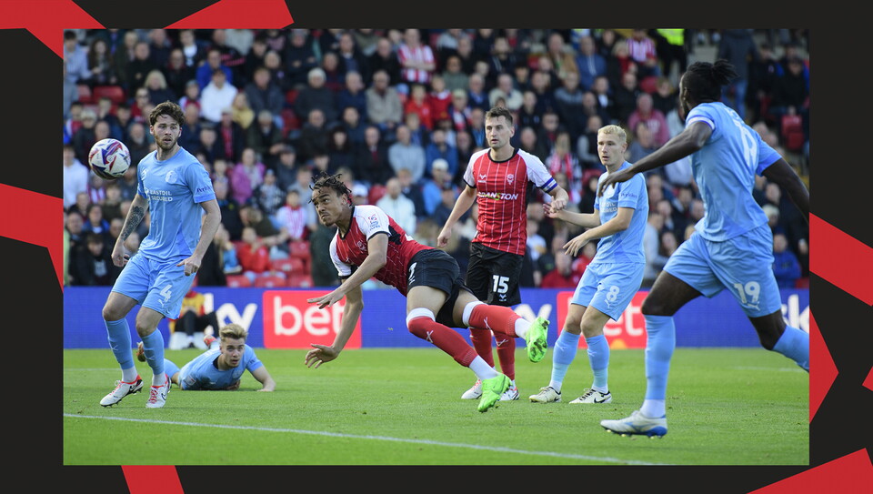 A match action image from City's 2-1 home win over Leyton Orient.
