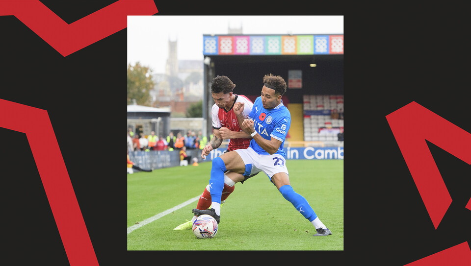 A match action image from Lincoln City's 2-1 home win over Stockport County.