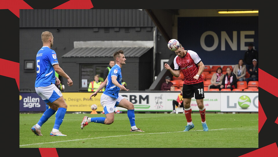 A match action image from Lincoln City's 2-1 home win over Stockport County.