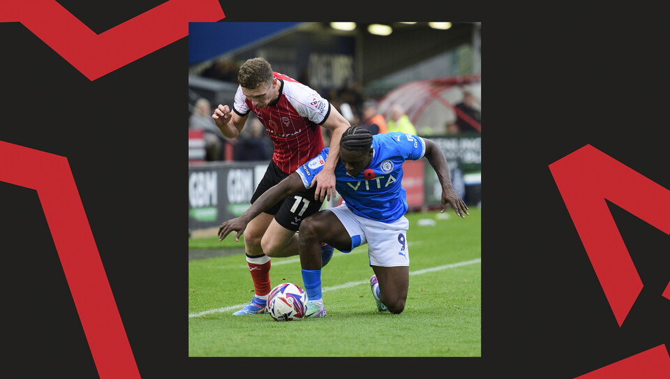 A match action image from Lincoln City's 2-1 home win over Stockport County.