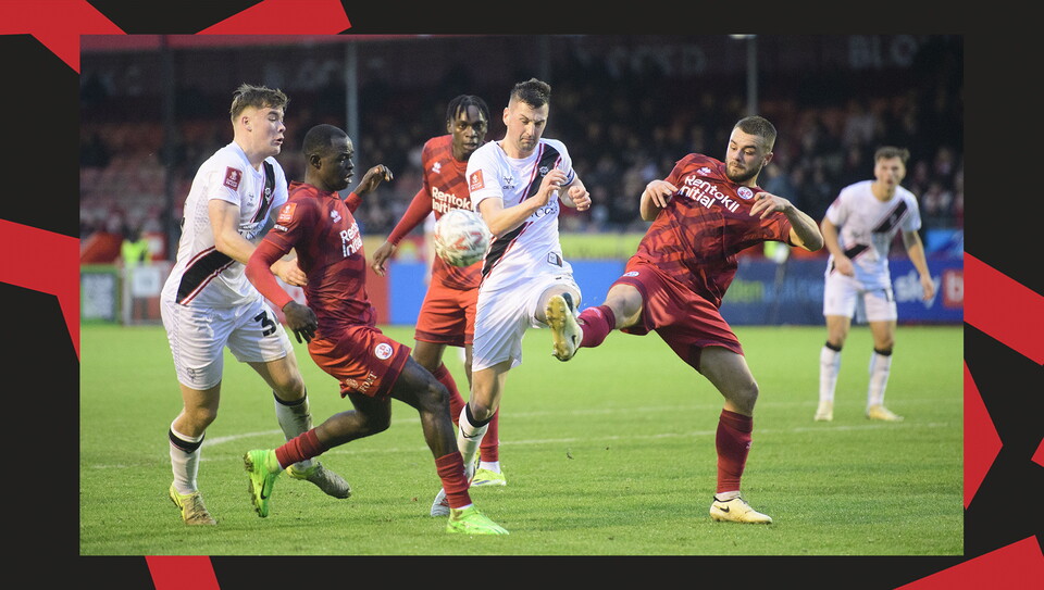 A match action image from City's away game at Crawley Town.