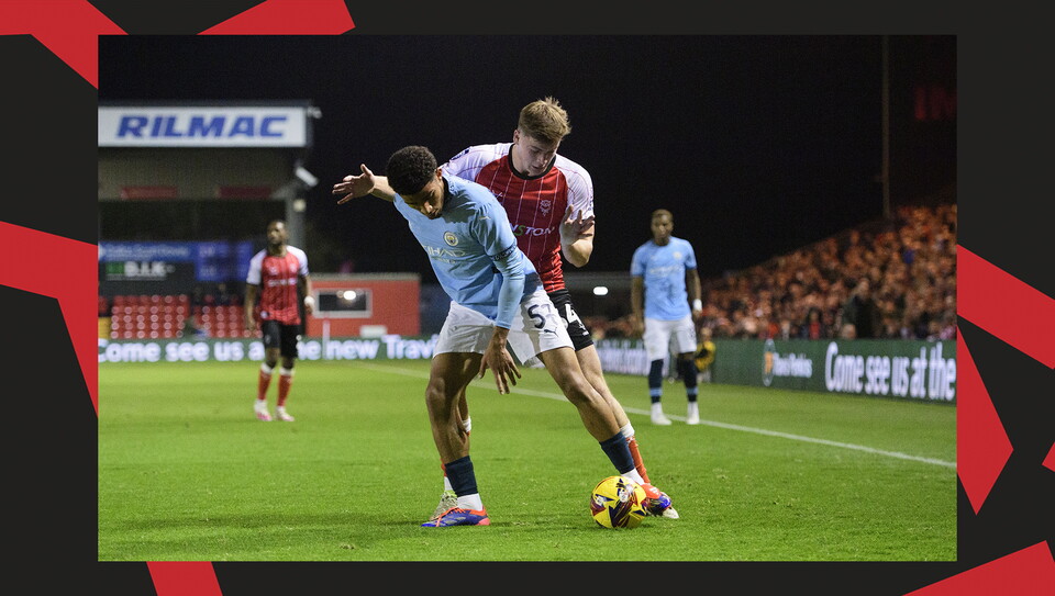 A match action image from the Imps' 5-0 home win over Manchester City U21