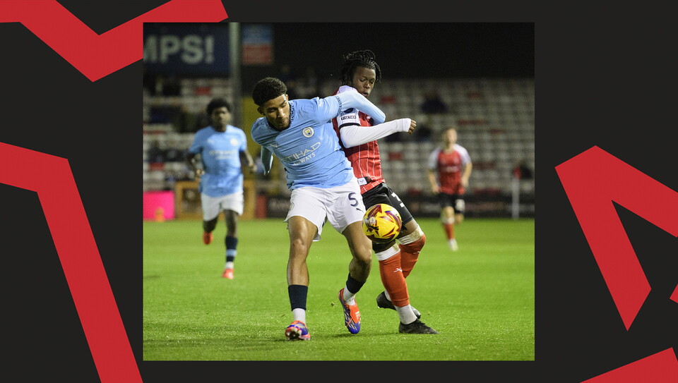 A match action image from the Imps' 5-0 home win over Manchester City U21