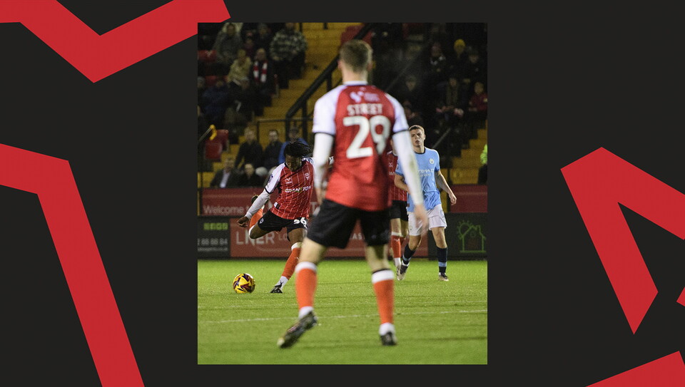 A match action image from the Imps' 5-0 home win over Manchester City U21