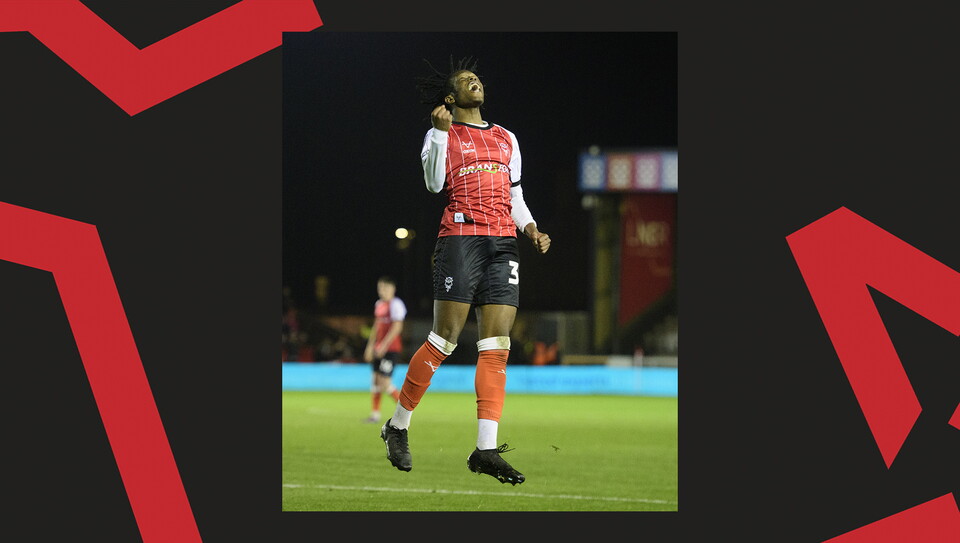 A match action image from the Imps' 5-0 home win over Manchester City U21
