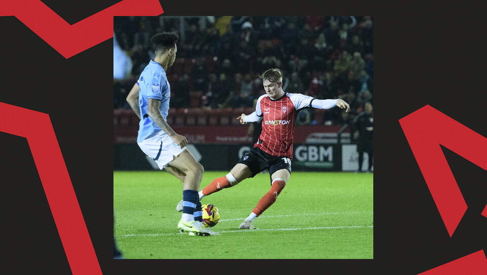 A match action image from the Imps' 5-0 home win over Manchester City U21