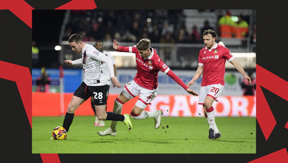 A match action image from City's away game at Wrexham