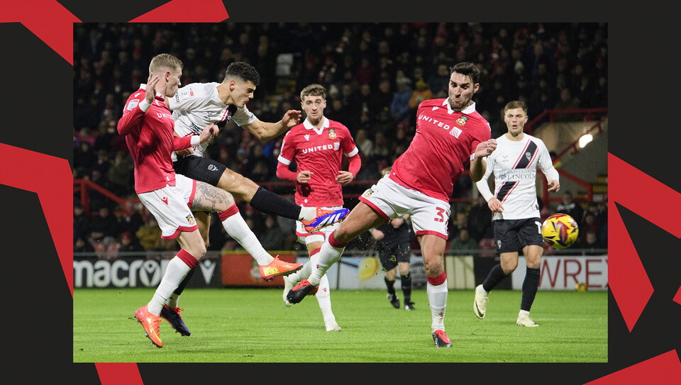 A match action image from City's away game at Wrexham
