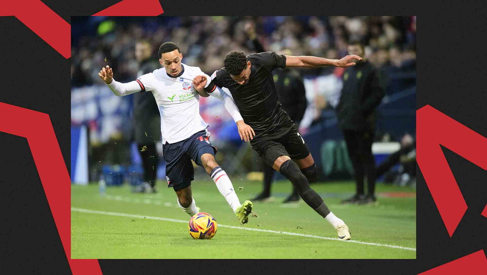 A match action photo from City's away game at Bolton Wanderers.