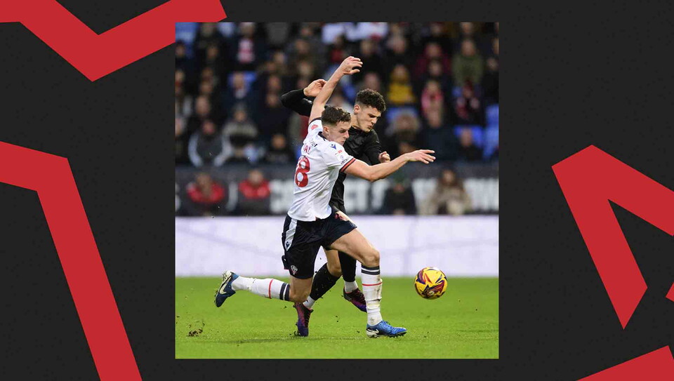 A match action photo from City's away game at Bolton Wanderers.